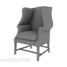 High Back Grey Fabric Armchair 3d model
