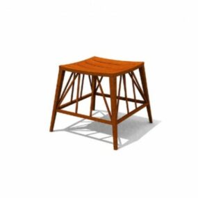 Country Wood Stool 3d model
