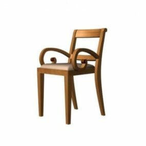 Lounge Chair Wooden Carving Arm 3d model
