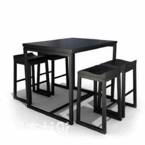 长方形咖啡桌和椅子 3d model