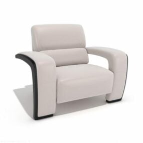 كرسي بذراعين أبيض منمق نموذج ثلاثي الأبعاد