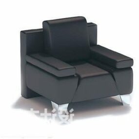 Black Leather Armchair Low Arms 3d model