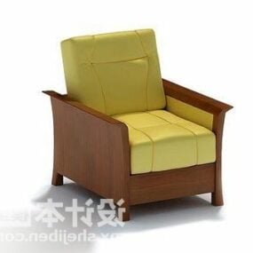 تنجيد كرسي بقاعدة خشب نموذج ثلاثي الأبعاد