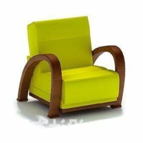Wood Armchair Upholstery Style 3d model