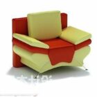 Armchair Yellow Red Upholstery