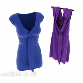 Beauty Women Dress With Blue Purple 3d model