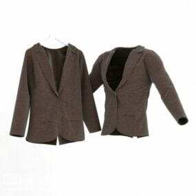 3д модель коричневого пальто Business Girl Fashion