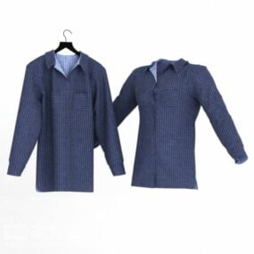 3д модель модного синего пальто для девочек