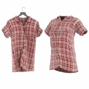 Shirt Red Color With Line Pattern 3d model
