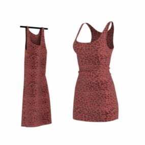 Tummanpunainen mekko 3d-malli
