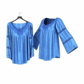 Women Blue T Shirt 3d model