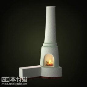 Modernes, kegelstumpfförmiges 3D-Modell eines Kamins