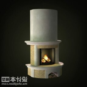 Stone Cylinder Fireplace 3d model