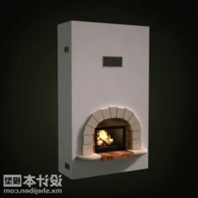 Modern Stone Fireplace 3d model