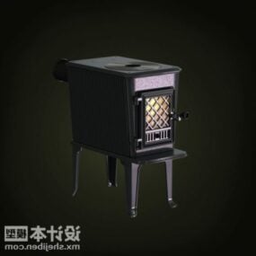 Antique Portable Iron Fireplace 3d model