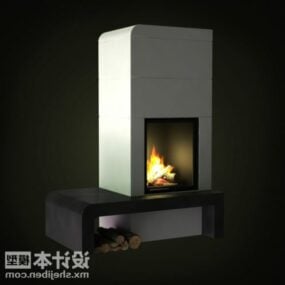Modernism Rectangular Fireplace 3d model