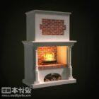 European Fireplace With Brick Decoration