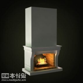 Stone European Fireplace 3d model