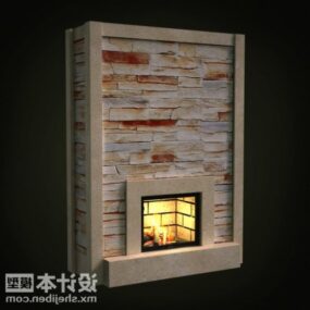 Matériau en pierre de cheminée rectangulaire modèle 3D