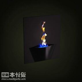 Black Wall Fireplace Modernism 3d model