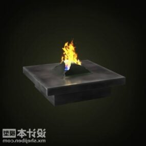 コンクリート床の暖炉3Dモデル