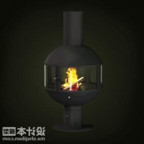 Modern Iron Fireplace 3d model
