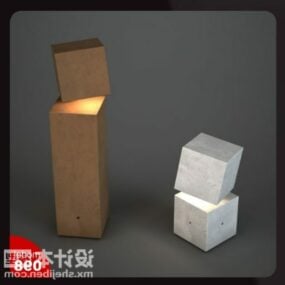 Mô hình 3d đèn bàn hình khối hiện đại