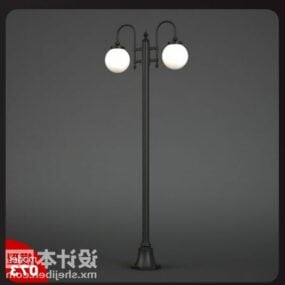 Street Lamp Two Sphere Bulb 3d model