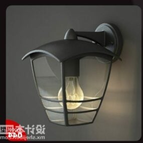 Lampu Dinding Rangka Besi Dengan Bohlam model 3d