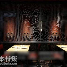 Mørkt restaurantbord og stolsett 3d-modell