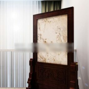 Chinese Partition Screen Divider With Side Table 3d model