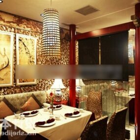 Luxusní restaurace stůl a židle set 3d model