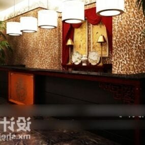 Reception Desk With Ceiling Lamp 3d model