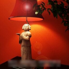 Table Lamp With Character Sculpture Base 3d model