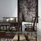 Антикварный стол и стул с росписью V1