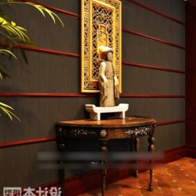 Armoire de hall d'entrée de style asiatique modèle 3D