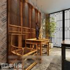 Conjunto de mesa e cadeira de bambu V1