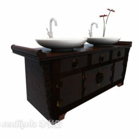 Black Wooden Washbasin 3d model