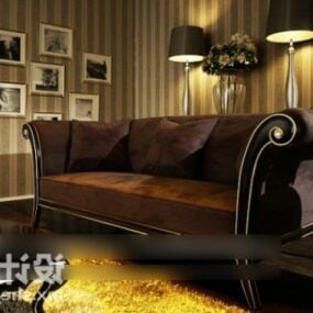 Classic Leather Sofa Furniture V1 3d model