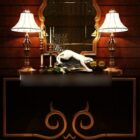 Gabinete de entrada con muebles de lámpara de mesa