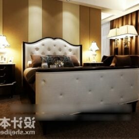 Ξενοδοχείο κλασικά έπιπλα κρεβατιού 3d μοντέλο