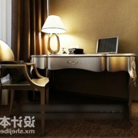 طاولة عمل لغرفة النوم وكرسي أثاث كلاسيكي نموذج ثلاثي الأبعاد