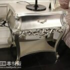 Silver Painted Carved Bedside Table