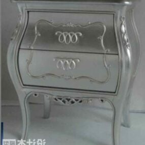 Silver Bedside Table Classic Design 3d model