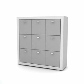 Minimalist Grey Office Cabinet 3d model