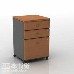 Wood Bedside Table Three Drawers 3d model