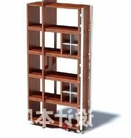Wooden Bookcase Simple Style 3d model