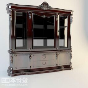 Classic Wooden Wine Cabinet 3d model