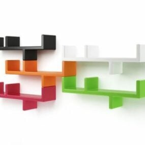 Kleurrijk muurboekenplank 3D-model