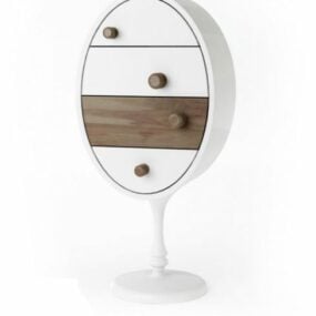 Round Shaped Bedside Table 3d model